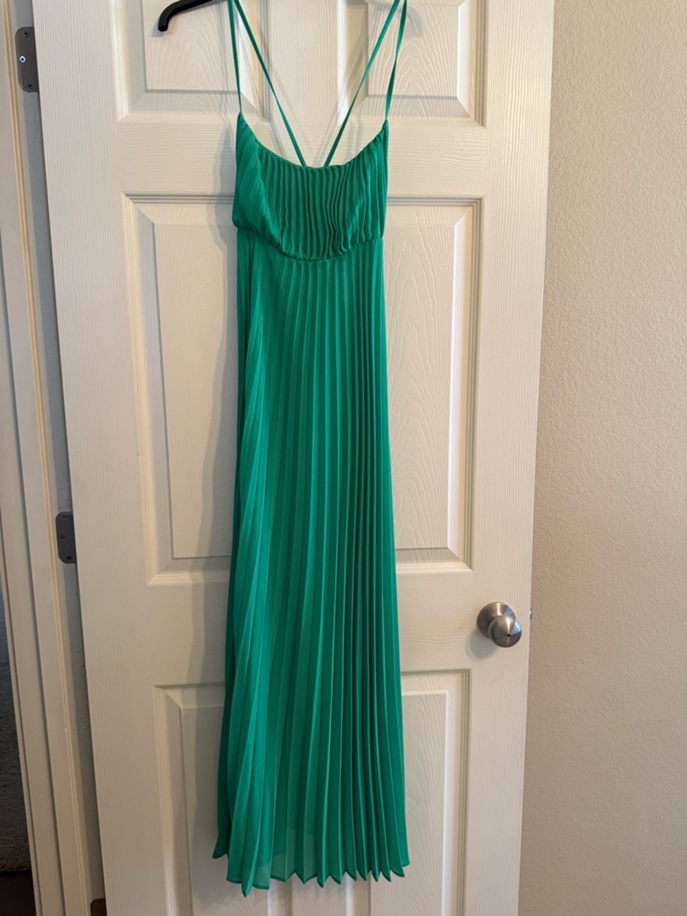 Kelly Green Pleated Maxi Slip Dress
